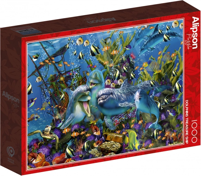 ALIPSON Puzzle Delfíni a loď pokladů 1000 dílků