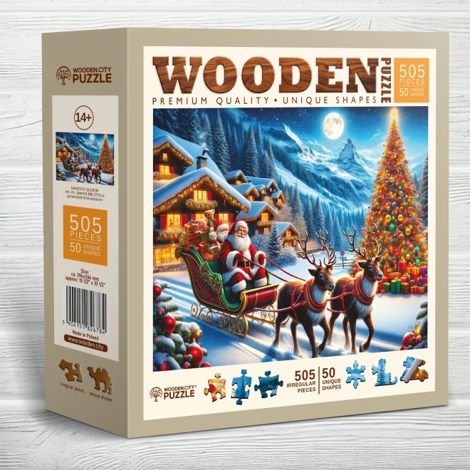 Dřevěné puzzle Santovy sáně 505 dílků