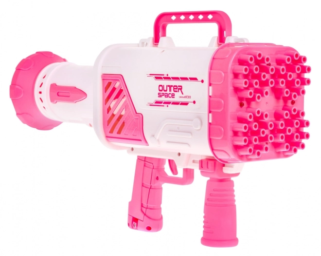 Mýdlová bublina Baby Gun s ventilátorem + bublinková tekutina – Růžová