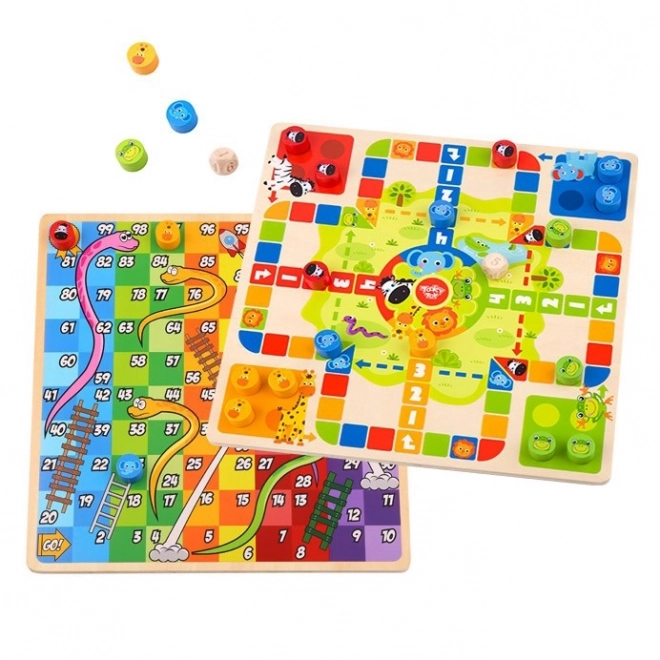 Dřevěné stolní hry 2v1 Ludo a Uvolněte zvířátka