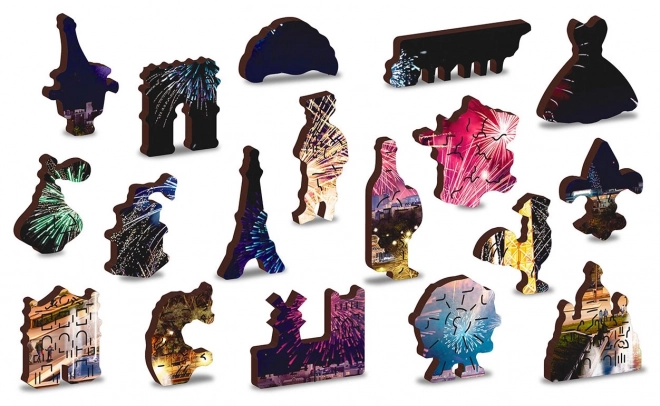 Dřevěné puzzle Noční Paříž