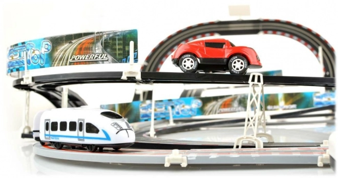 Obrovská závodní dráha 2v1 s elektrickým vlakem 20 km/h