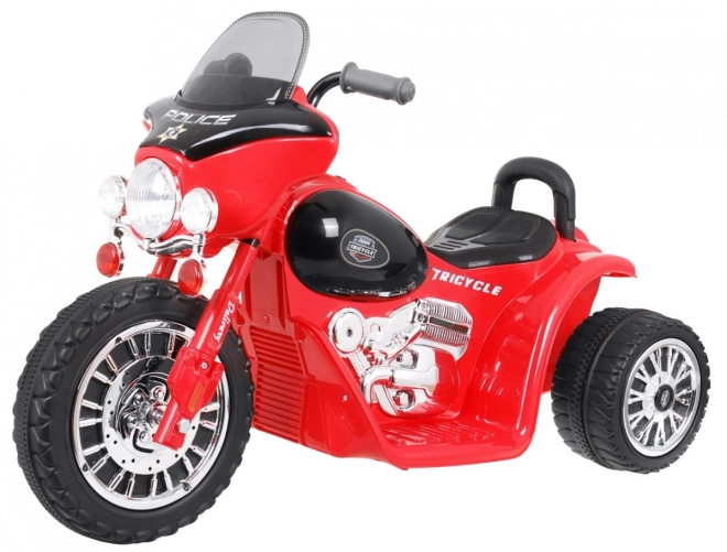 Dětská motorka baterie Chopper + 3 kola + zvuky + LED světla – Červená