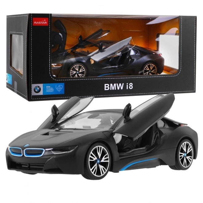 BMW i8 černé RASTAR 1:14 auto na dálkové ovládání + 2,4 GHz dálkové ovládání