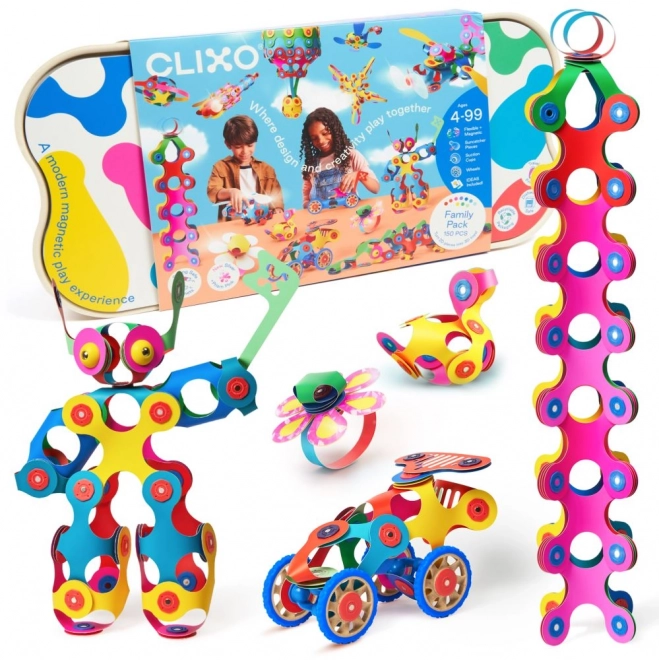 Magnetické stavebnice Clixo Family Pack - 150 dílků