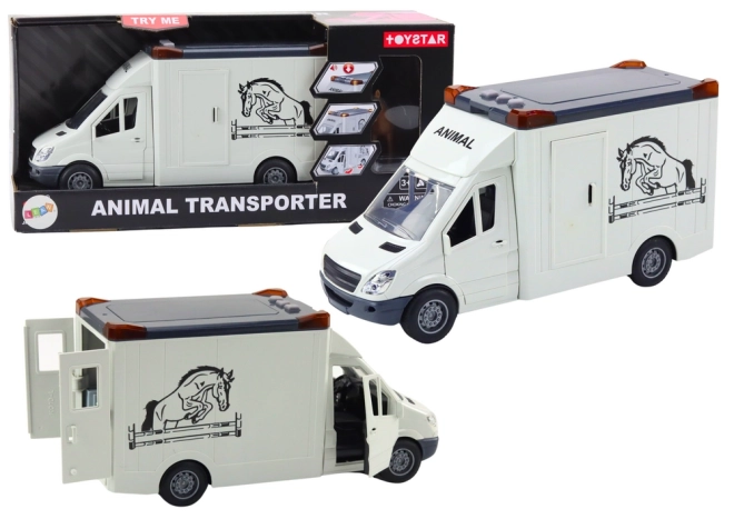 Auto Horse Transporter Otevíratelné dveře Světlo Zvuk Bílá