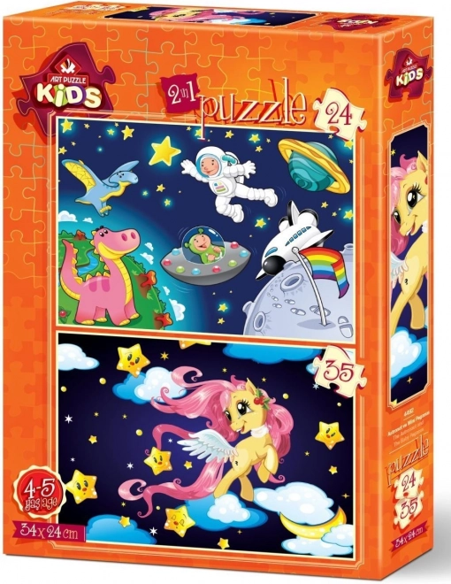 ART PUZZLE Puzzle Astronaut a Mládě Pegase 24+35 dílků