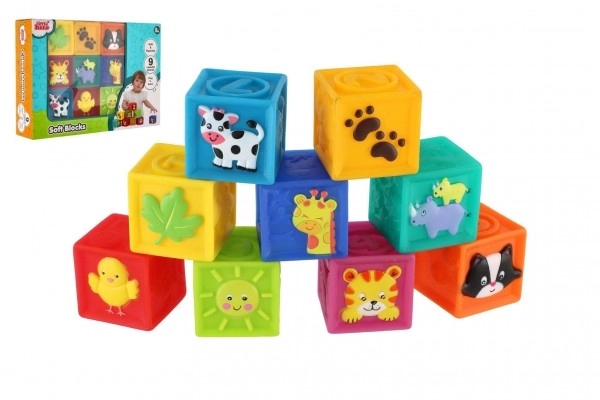 Měkké gumové kostky pro miminka 9 ks (5 cm)