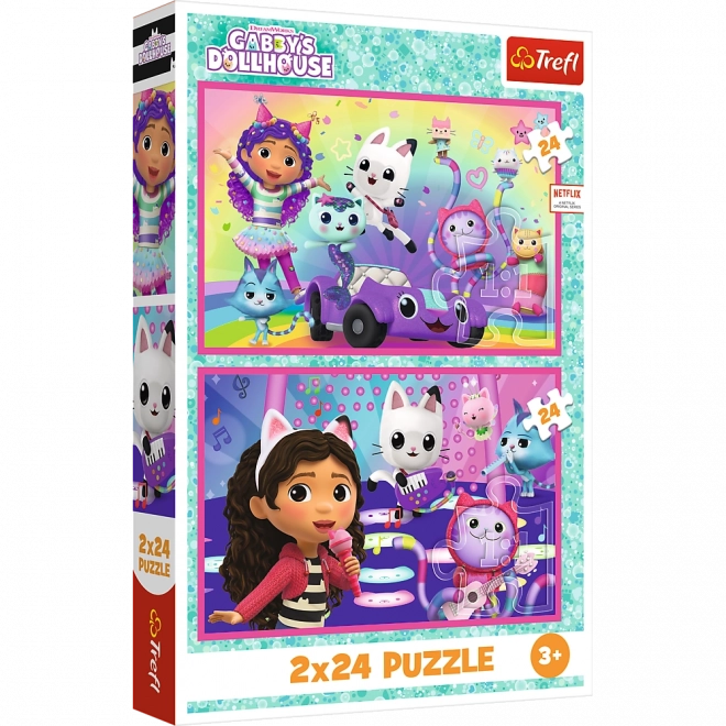 Puzzle 2x24 Zabawy s Gabby - Gabbys Domek Tref 34433