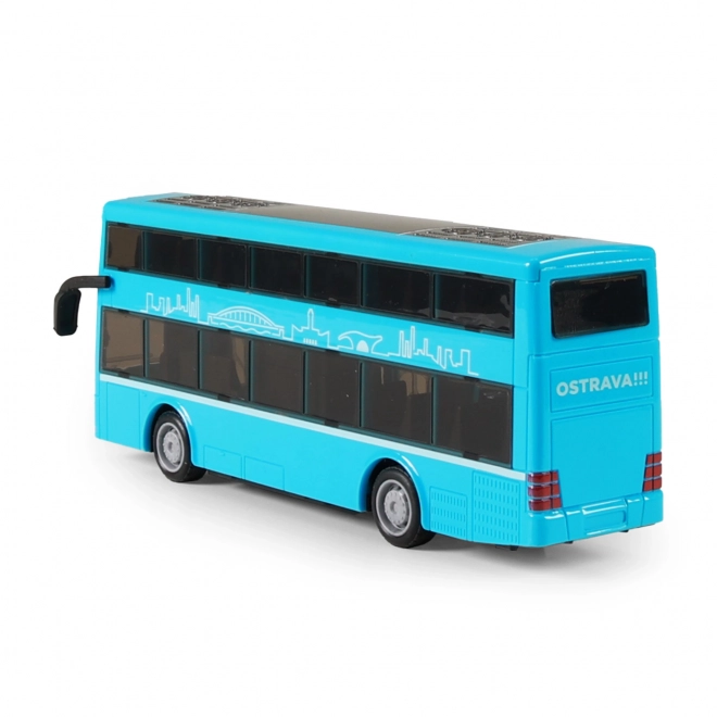 Dvoupodlažní autobus hračka modrá 20 cm