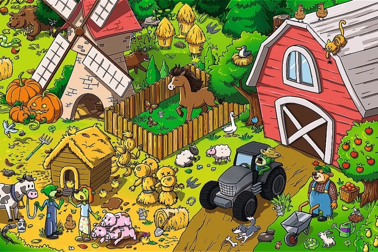 Puzzle TREFLÍCI na farmě 60 dílků