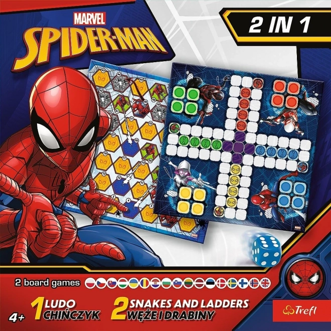 Soubor her 2v1 Člověče, nezlob se, Hadi a žebříky Spider-Man v krabici 25x25x5,5cm