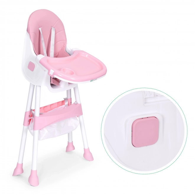 Dětská jídelní židlička s podnosem a košem ECOTOYS růžová