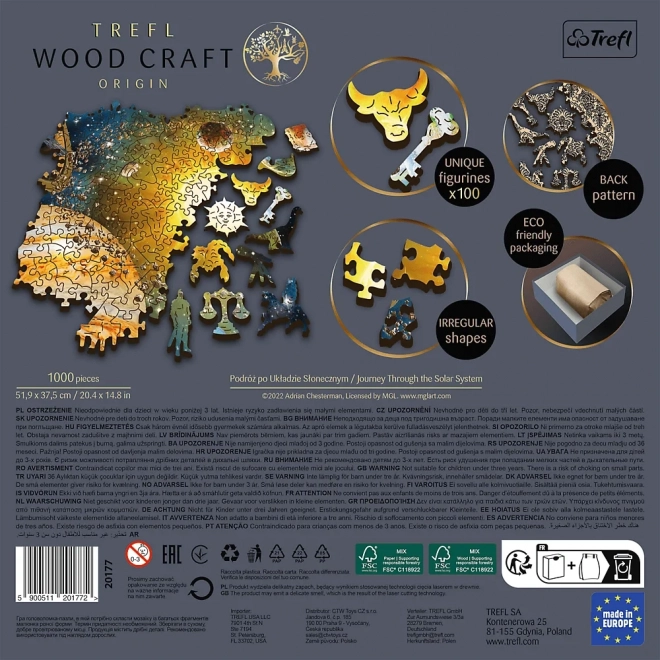 TREFL Wood Craft Origin puzzle Cesta sluneční soustavou 1000 dílků