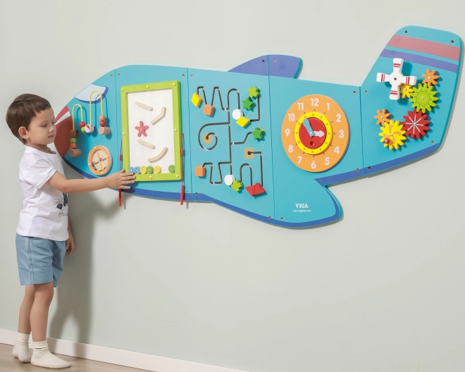 Dřevěná nástěnná senzorická tabule Letadlo VIGA Montessori