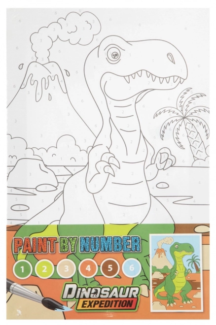 Malování podle čísel dinosaurus s vodovkami