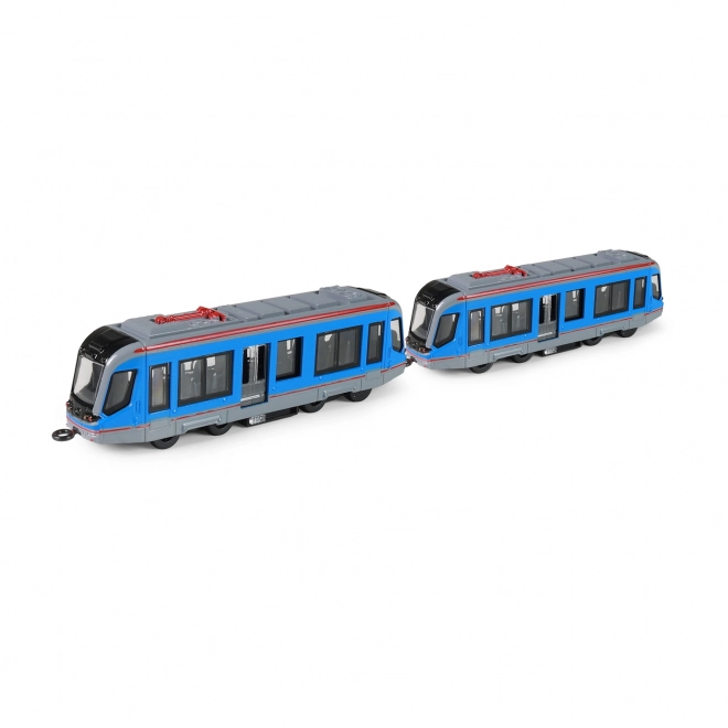 Kovová tramvaj modrá 20cm