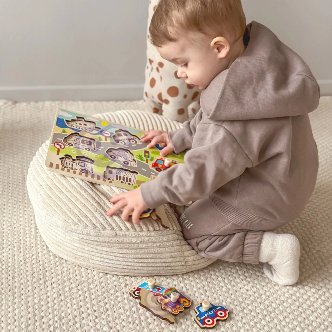 Tooky Toy dřevěné montessori puzzle s dopravními prostředky