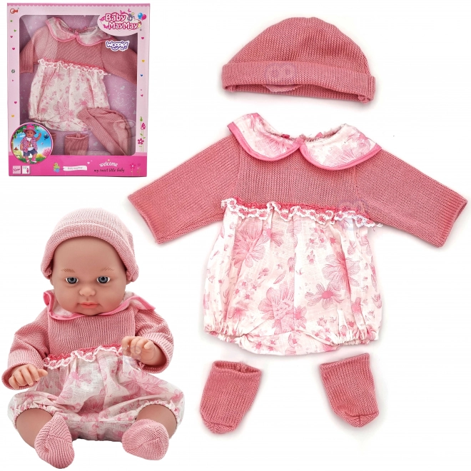 Woopie obleček pro panenku sada šaty a čepička 43 - 46 cm růžový