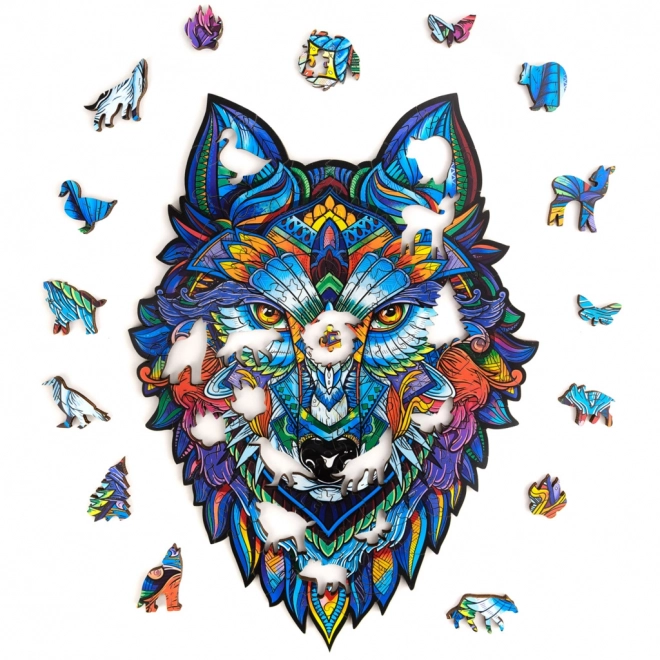 Dřevěné puzzle Vlk od Unidragon velikost S