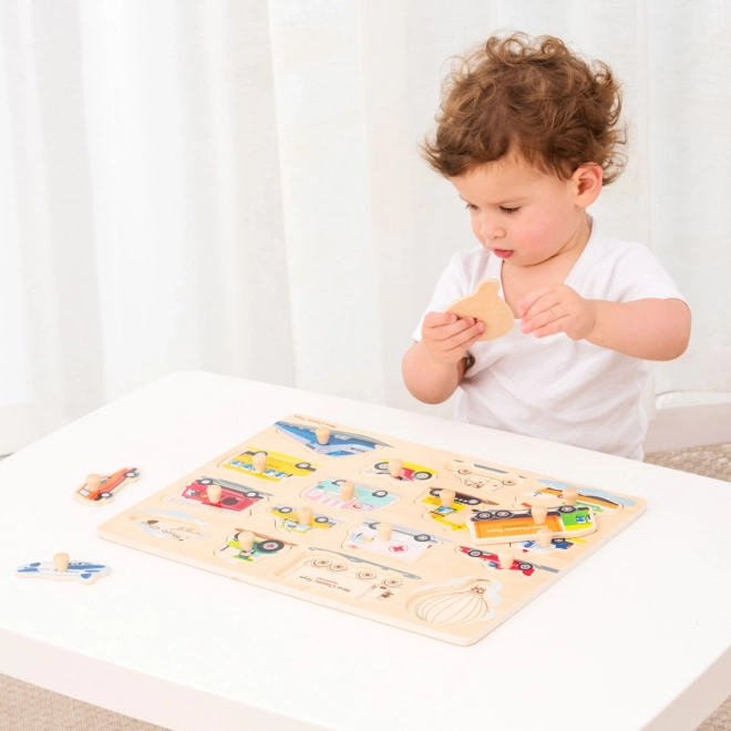Dřevěné Vkládací Puzzle Dopravní Prostředky