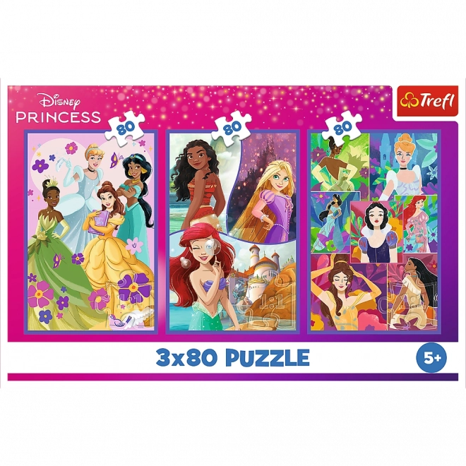 Puzzle 3x80 Přítelkyně Disney Princezen