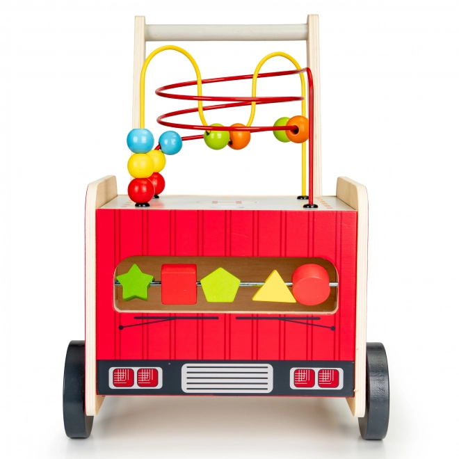 Dřevěný vzdělávací chodítko s kostkami - Hasičské auto ECOTOYS