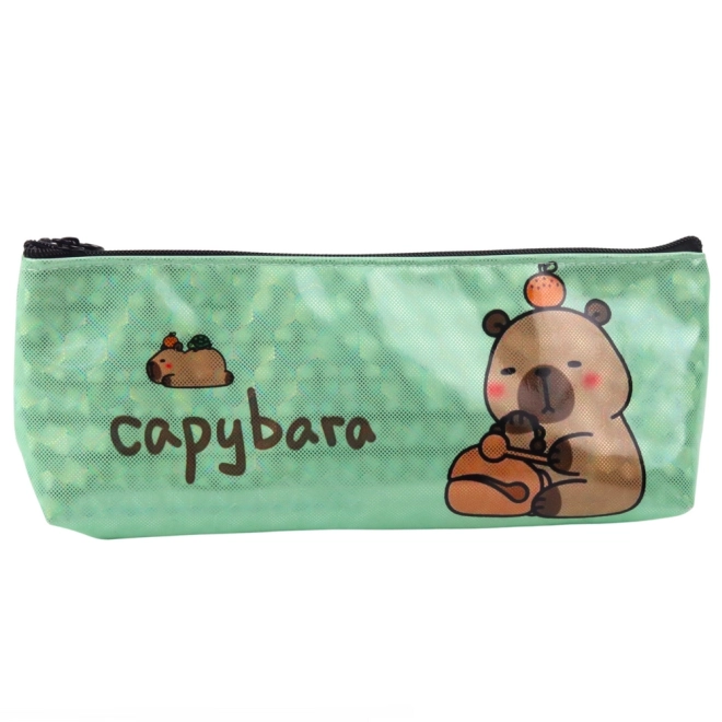 Pružný školní penál kapybara zelený