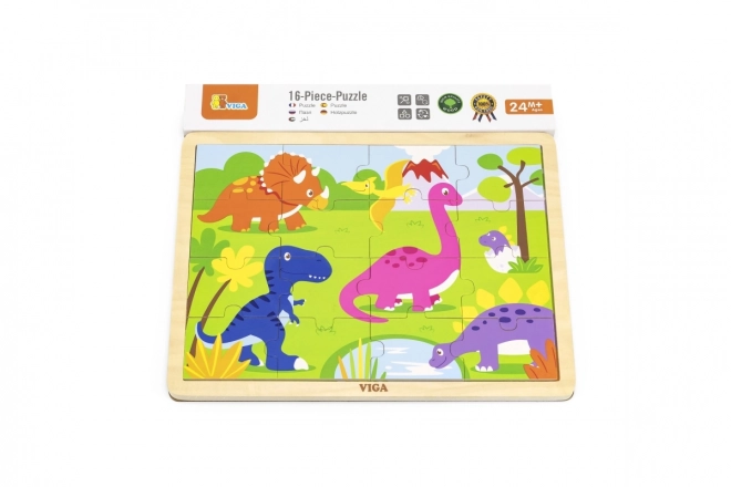 Dřevěné puzzle 16 dílků - dinosauři
