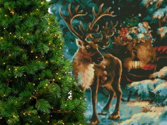 Diamantová vánoční mozaika sob