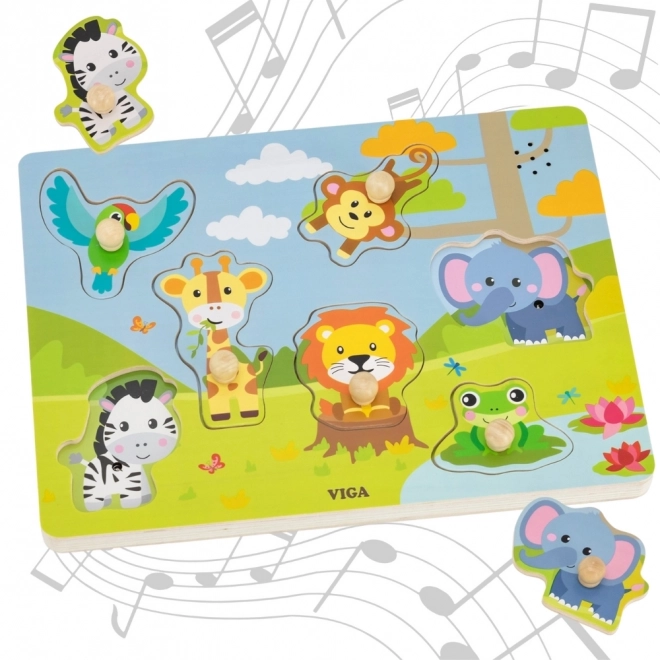 Zvukové puzzle Viga exotická zvířata