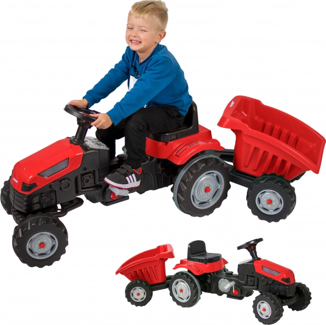 Traktor na pedály Farmer GoTrac Maxi s přívěsem Tichá kola