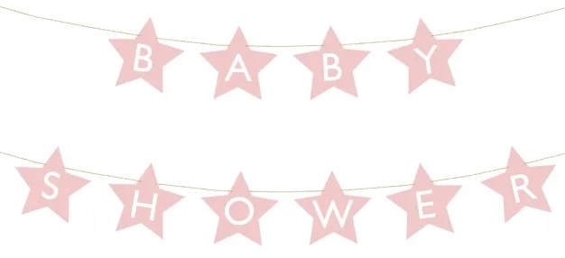 Banner znamení pro dětskou sprchu hvězdy světle 290cm x 16,5cm – Světle růžová