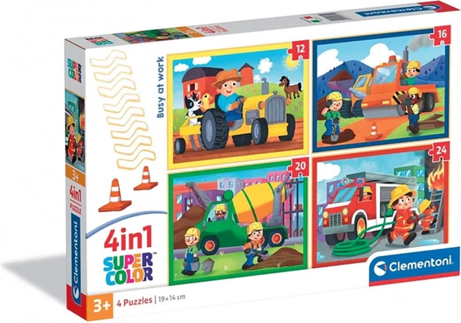 Puzzle 4v1 Rušno na stavbě