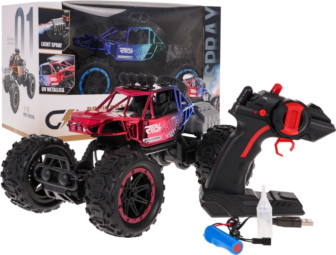 RC crawler REAL ROCK s funkcí kouře 1:16 – Červená