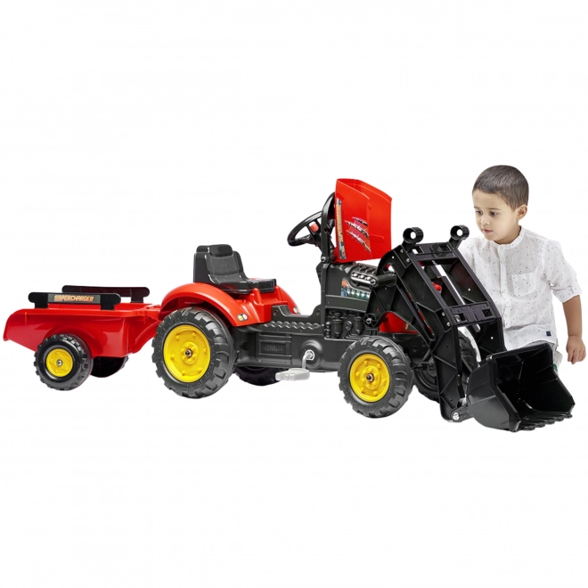 FALK Traktor šlapací 2030M Red Supercharger pedal charger s vlečkou