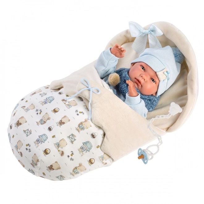 Llorens 73885 NEW BORN CHLAPEČEK - realistická panenka miminko s celovinylovým tělem - 40 cm