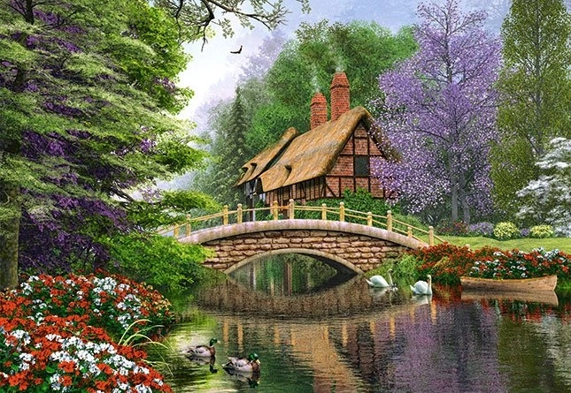 Puzzle domek u řeky 1000 dílků