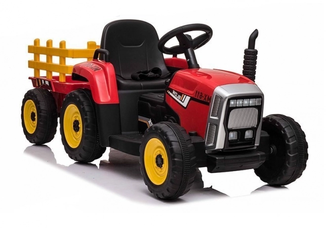 Traktor na baterie s přívěsem červený