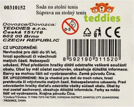 Sada na stolní tenis: 2 pálky + 3 míčky v pouzdru