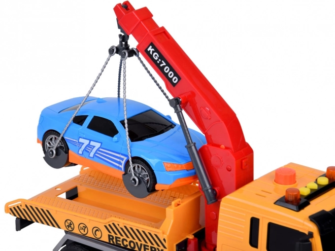 Hračka auto s odtahovým vozem se světlem a zvukem SUPER pohyblivý HDS jeřáb