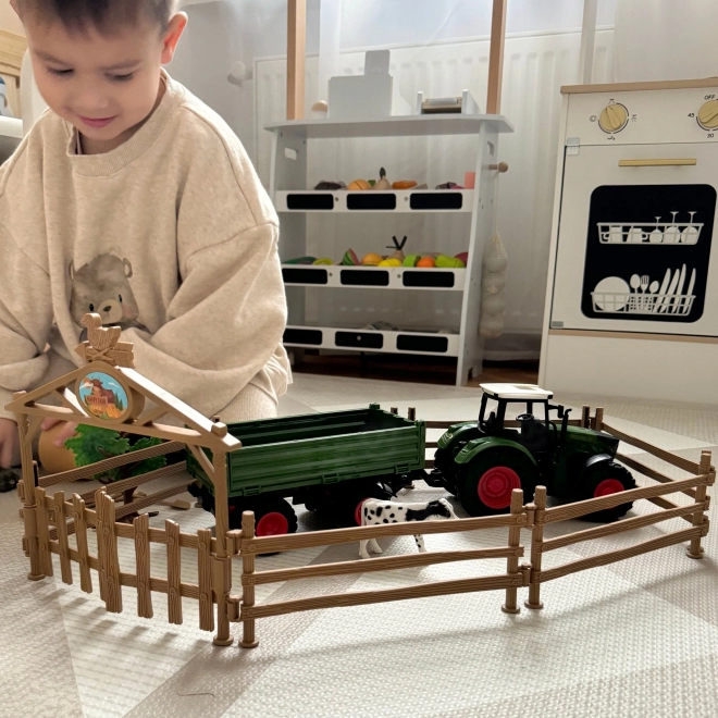 Mini farma traktor se zvířátky a nástroji od Woopie