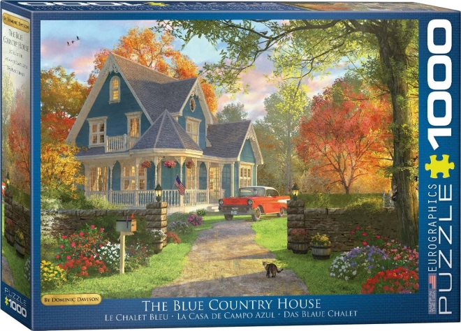 Puzzle Modrý venkovský dům 1000 dílků