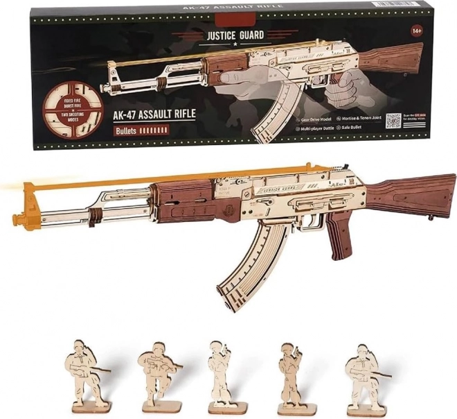 RoboTime 3D Dřevěné mechanické puzzle Útočná puška AK-47