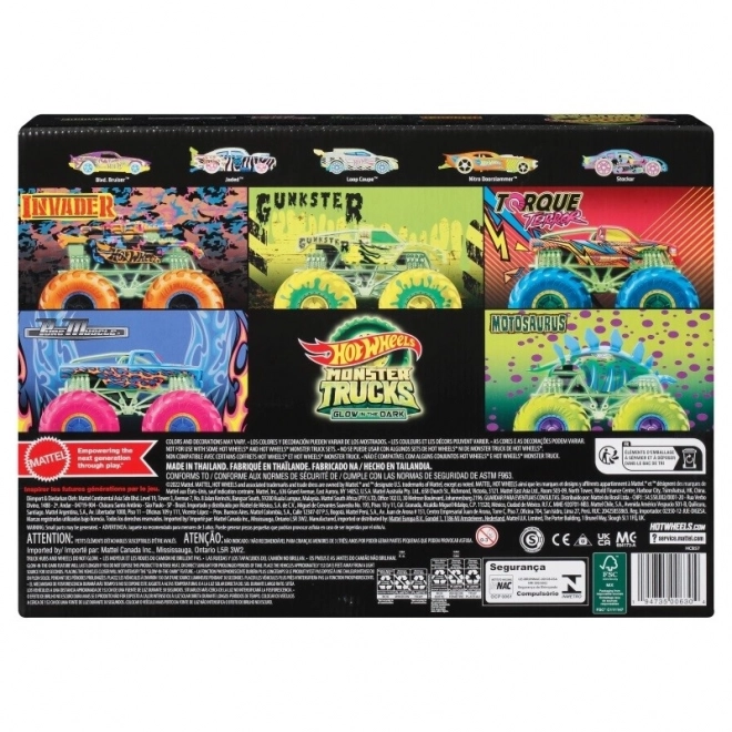 Hot Wheels monster trucky svítící ve tmě 10 ks