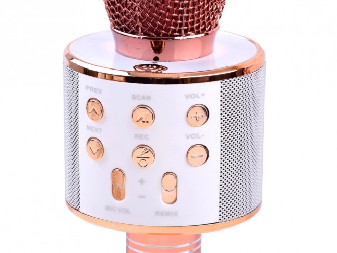 Bezdrátový karaoke mikrofon s reproduktorem – Růžová