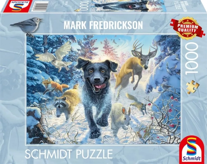Puzzle Labrador ve sněhu 1000 dílků