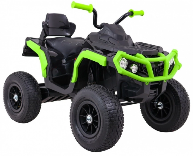Dětská čtyřkolka ATV Air battery quad Black-Green + nafukovací kola + rádio MP3 + pomalý start