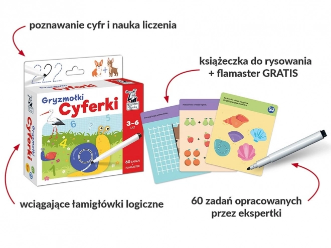 Karty do rysování a nauky čísel Gryzmołki pro děti 3-6 let
