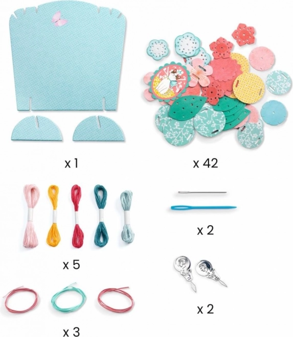 Djeco diy vyšívané květinové náhrdelníky